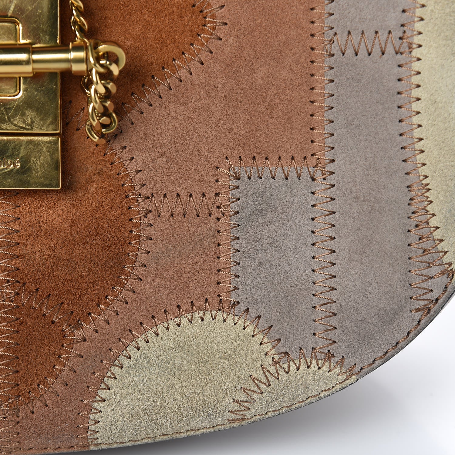 Chloe Suede Calfskin Patchwork Drew Shoulder Bag Motty Grey 13 of 14