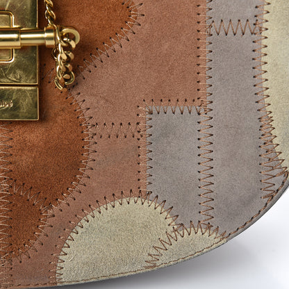 Chloe Suede Calfskin Patchwork Drew Shoulder Bag Motty Grey 13 of 14