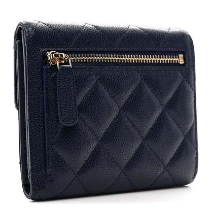 Chanel Caviar Quilted Compact Flap Wallet Navy 3 of 8