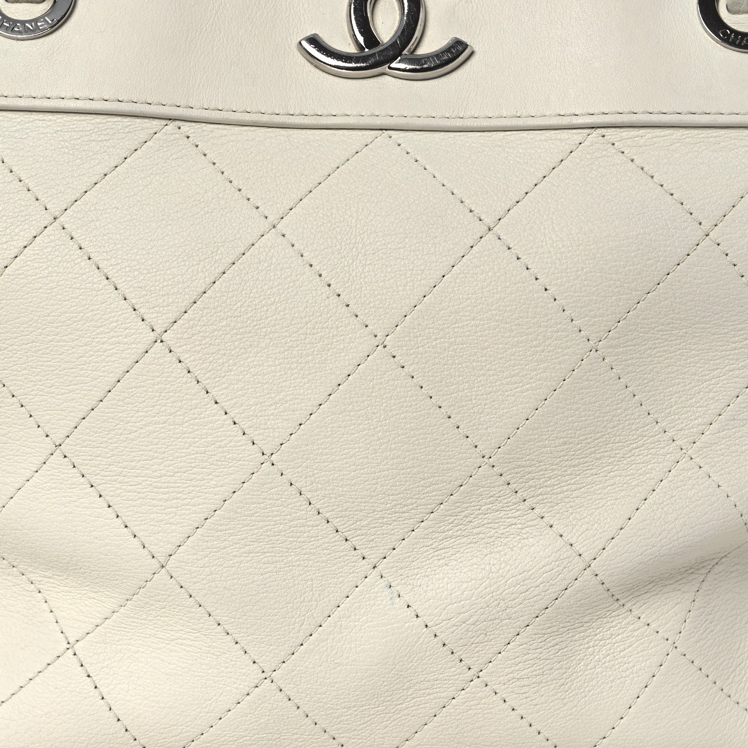 Chanel Calfskin Stitched Small Urban Shopping Tote White 8 of 15