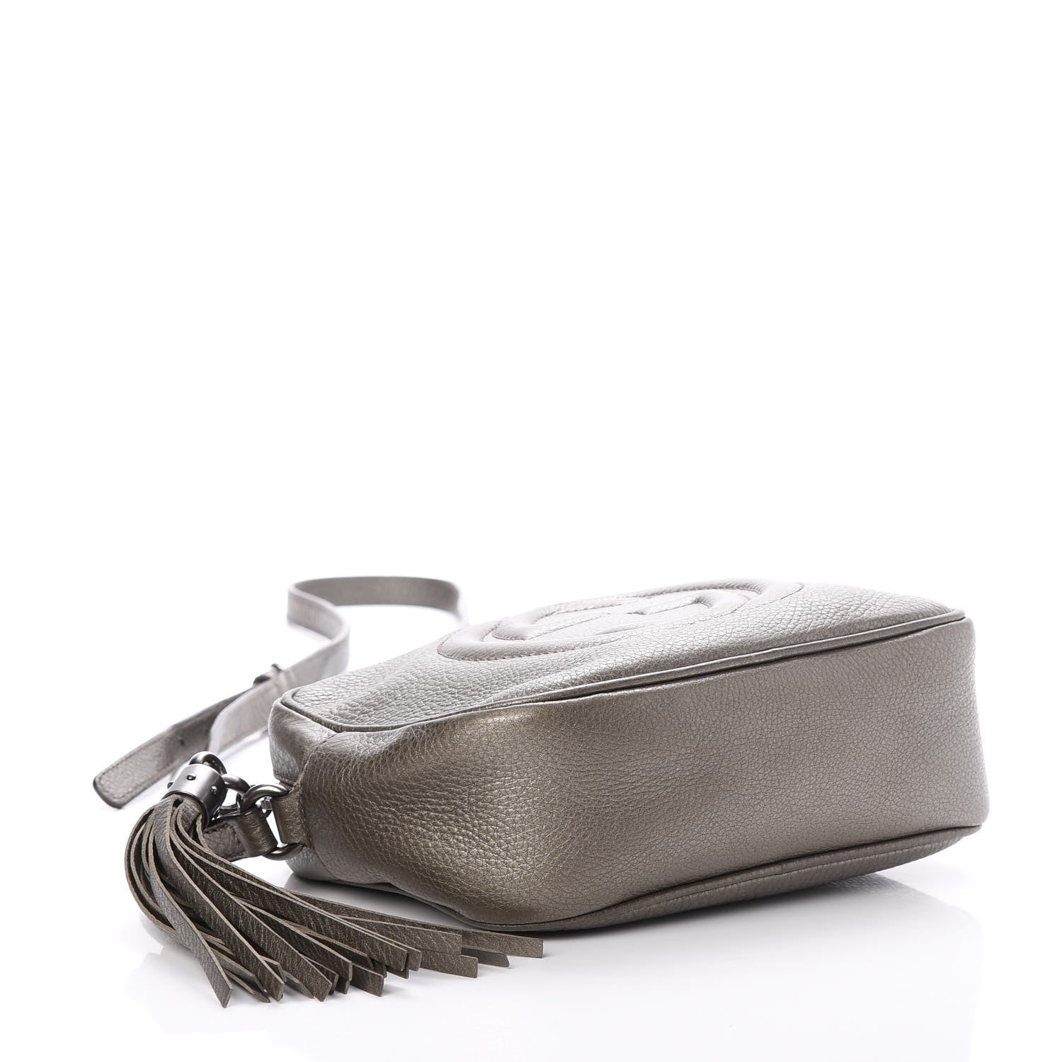 Gucci Metallic Pebbled Calfskin Small Soho Disco Bag Sasso 4 of 7