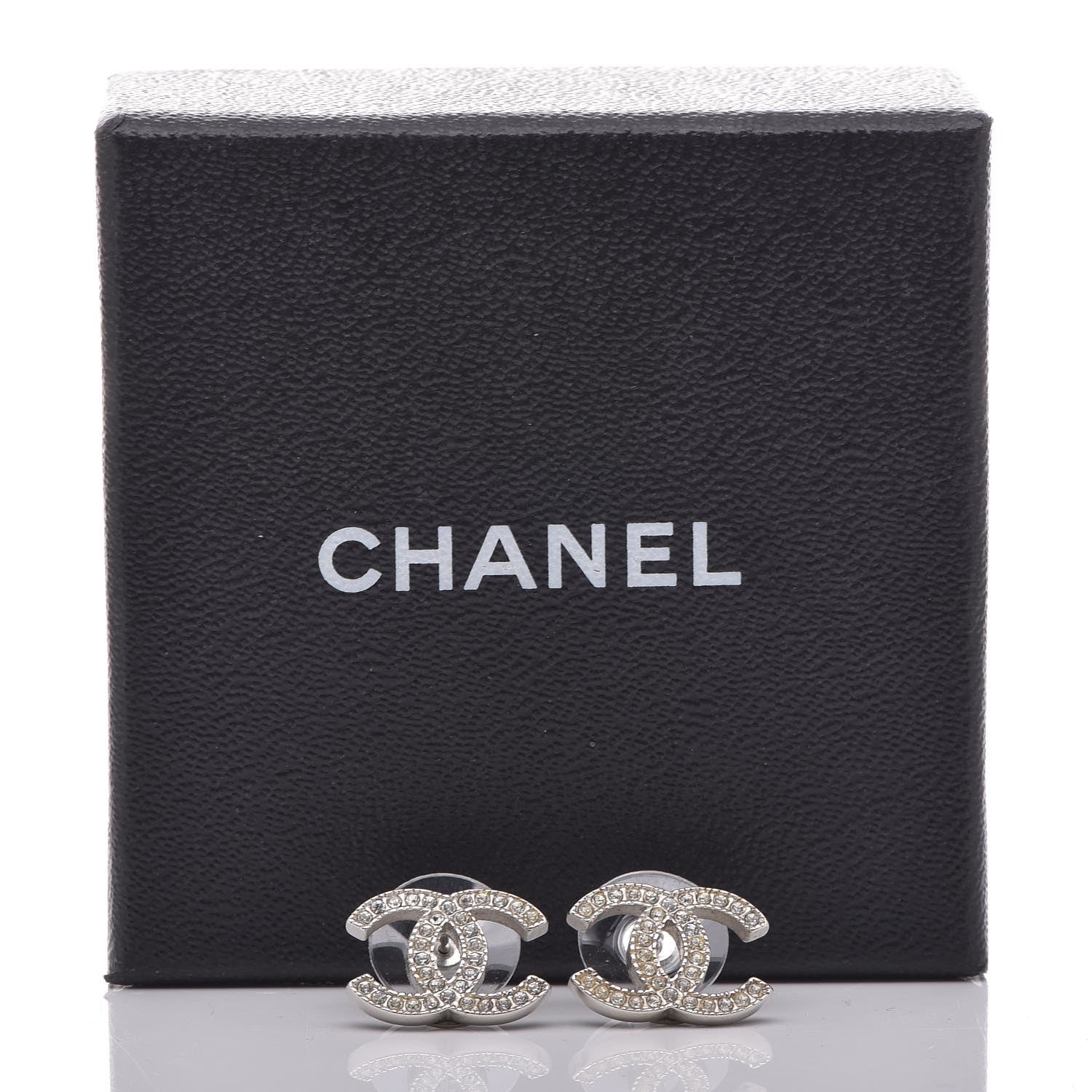 Chanel Crystal CC Earrings Silver 6 of 6