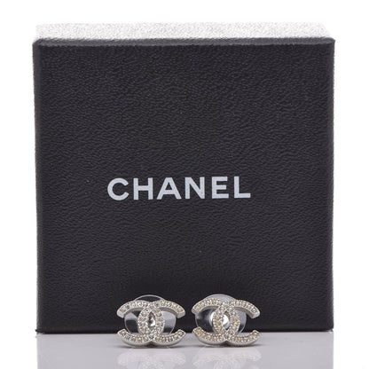 Chanel Crystal CC Earrings Silver 6 of 6