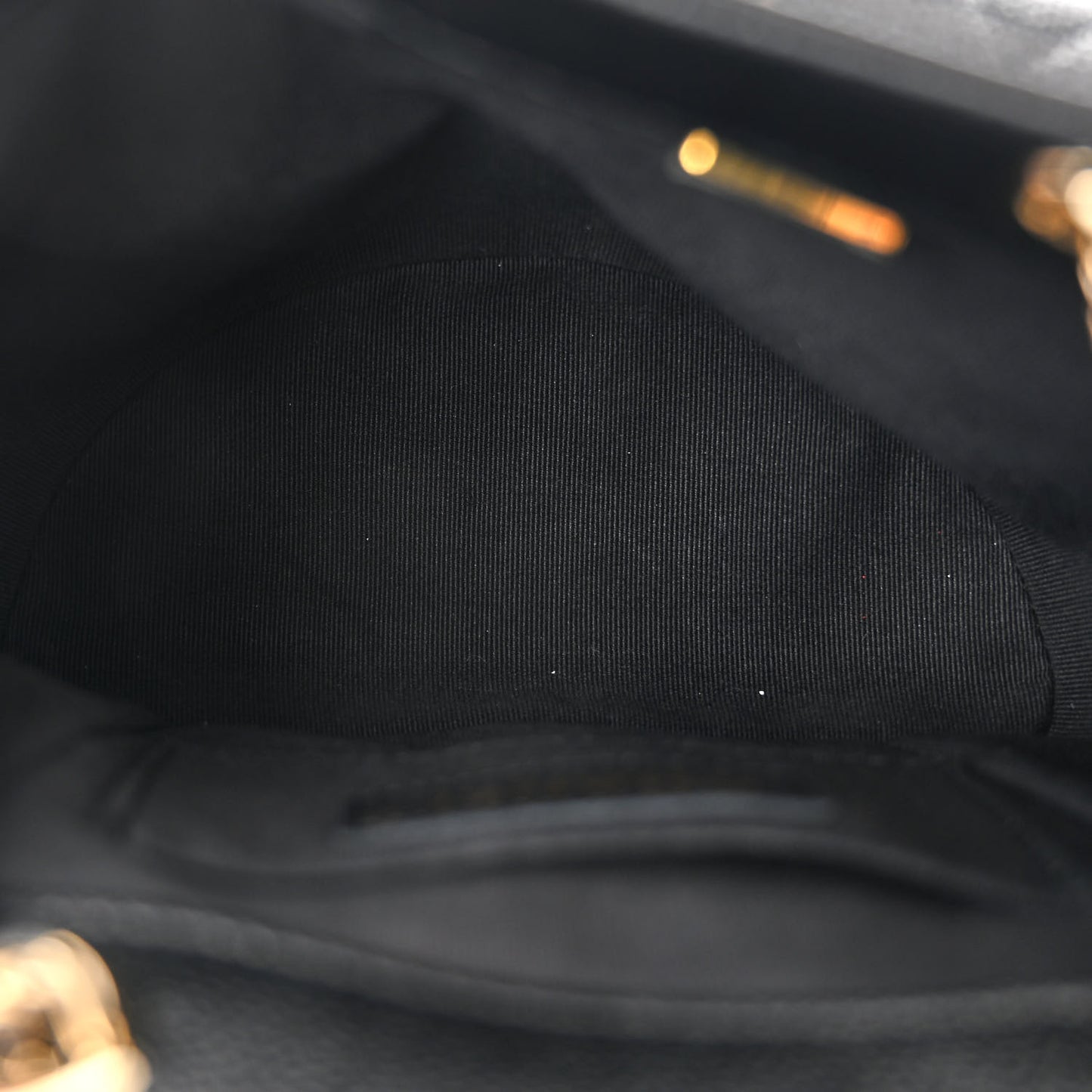 Shiny Caviar Quilted Small Duma Pockets Drawstring Backpack Black