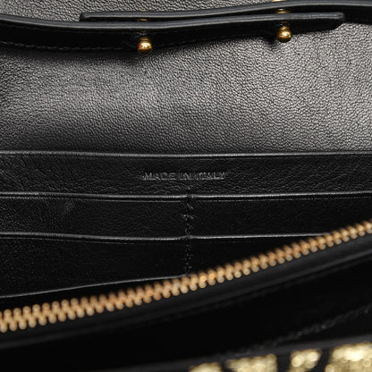 Saint Laurent Canvas Star Print Monogram Chain Wallet Gold Black 7 of 7