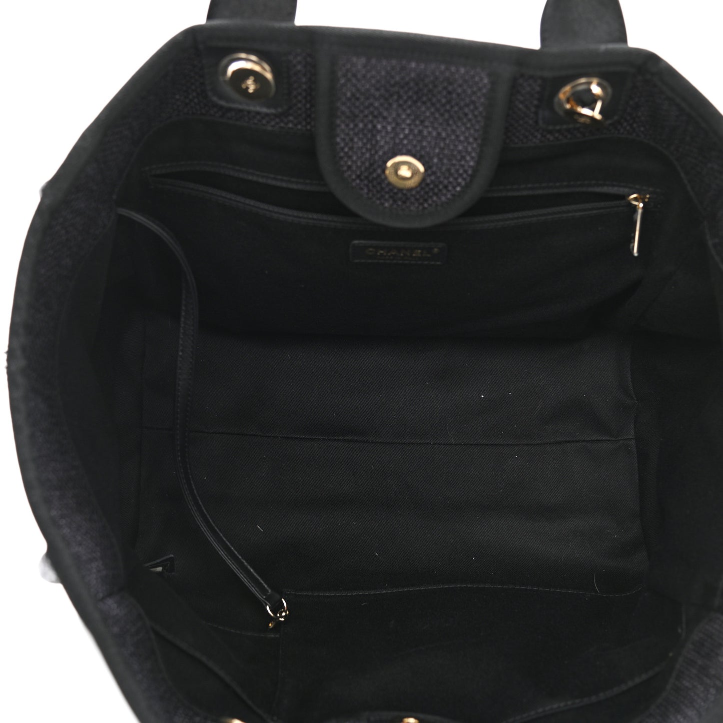 Woven Straw Raffia Medium Deauville Tote Black