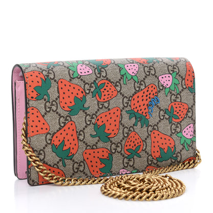 Gucci GG Supreme Monogram Strawberry Chain Wallet 3 of 10