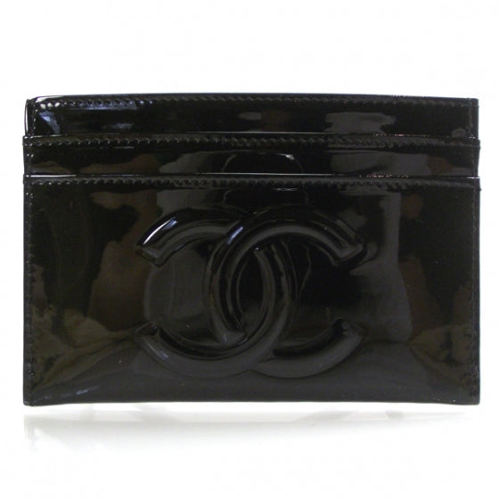 Patent Camellia Card Holder Black