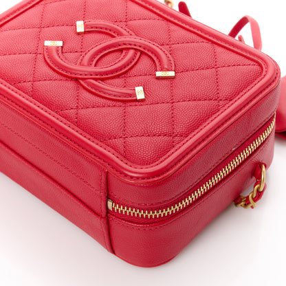 Chanel Caviar Quilted Small CC Filigree Vanity Case Red 10 of 12