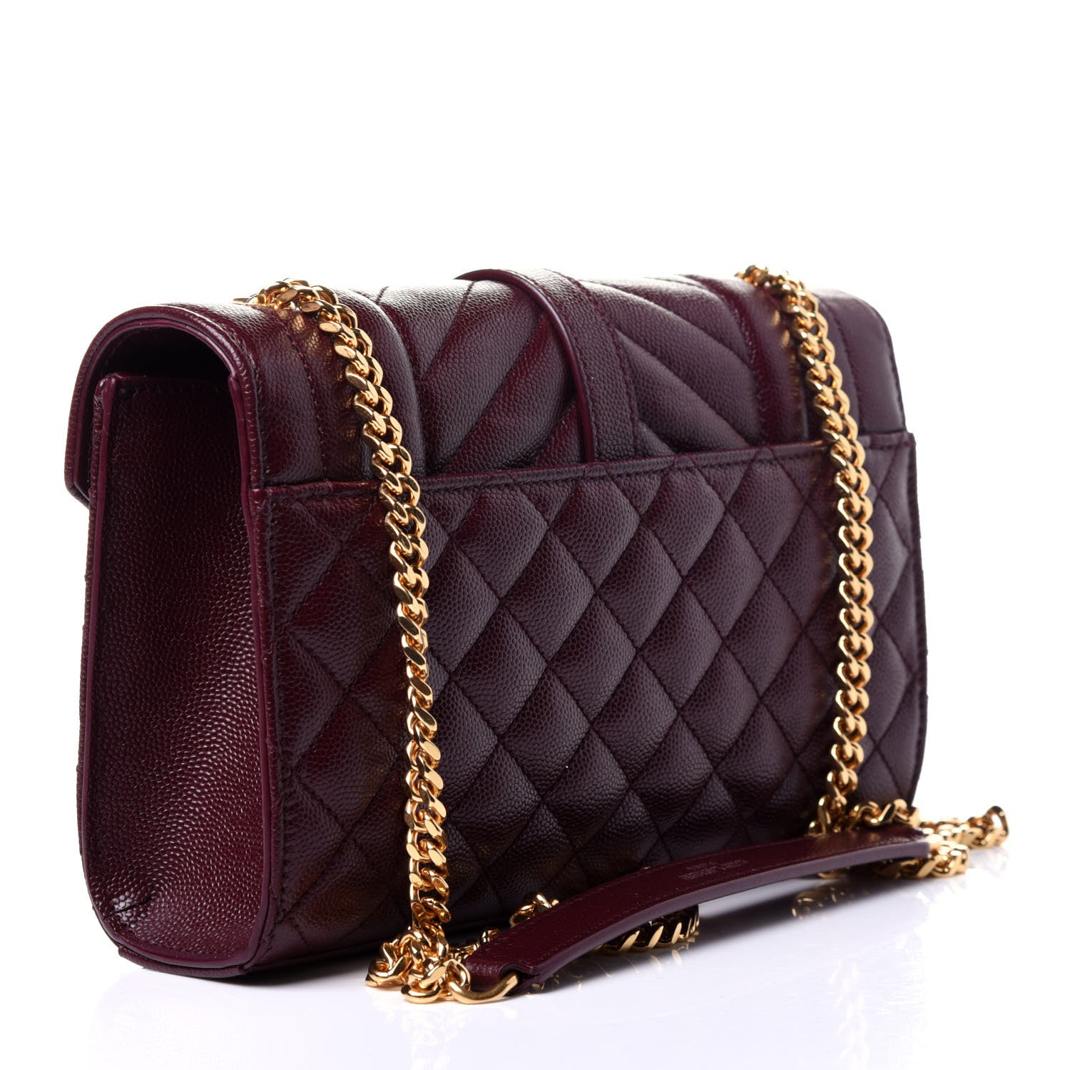 Saint Laurent Grain De Poudre Textured Mixed Matelasse Triquilt Small Monogram Satchel Burgundy 3 of 10