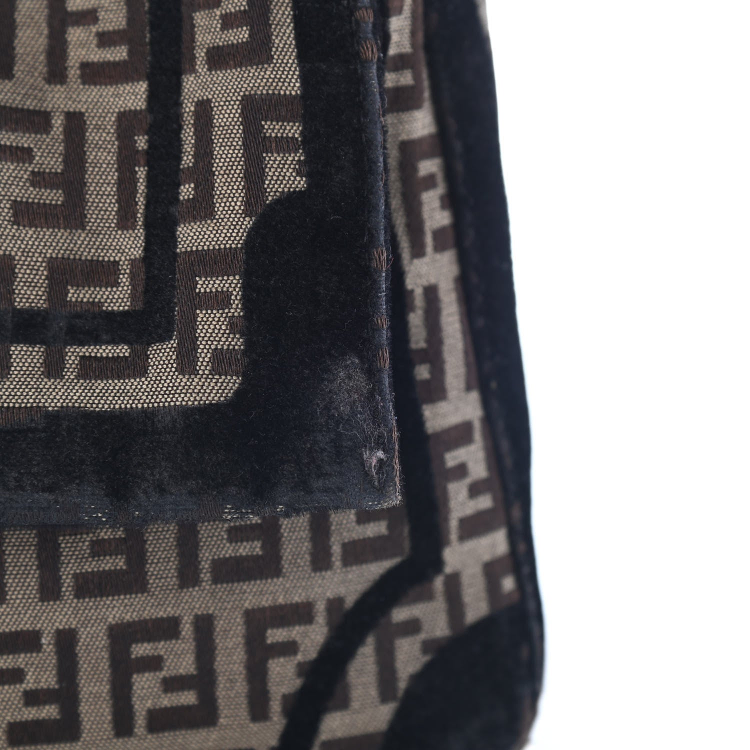 Fendi Zucchino Velvet Vitello Mama Baguette Mogano Panna Black 11 of 14