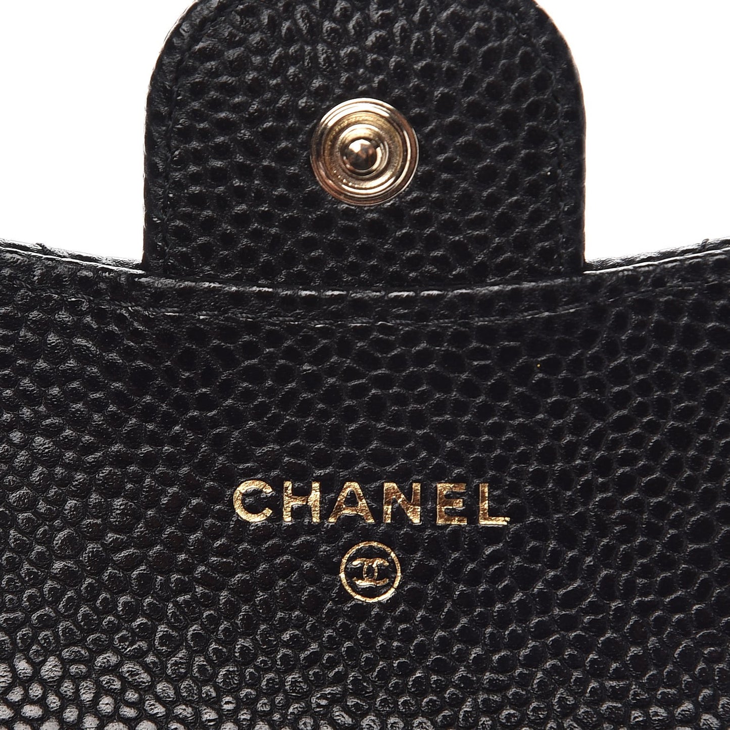 Caviar Quilted Flap Card Holder Wallet Black