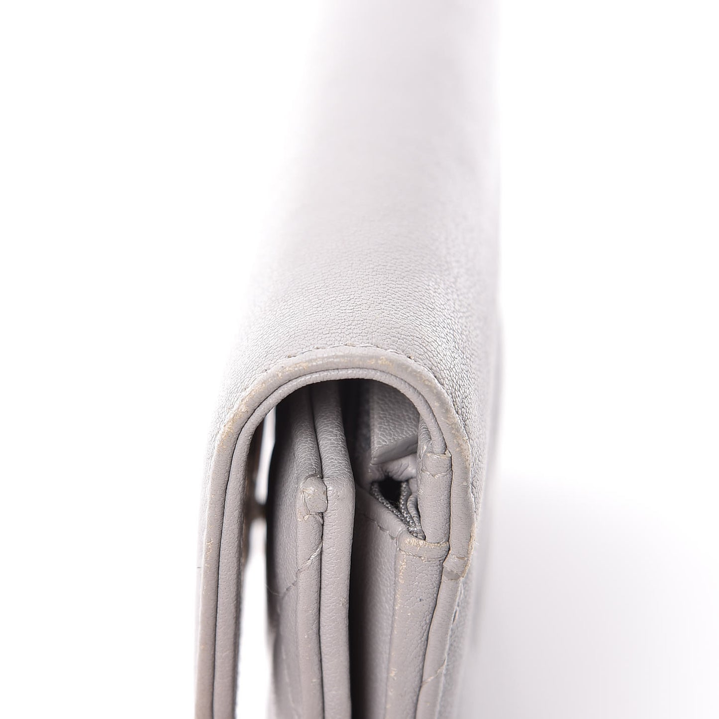 Lambskin Quilted CC Box Flap Wallet Grey