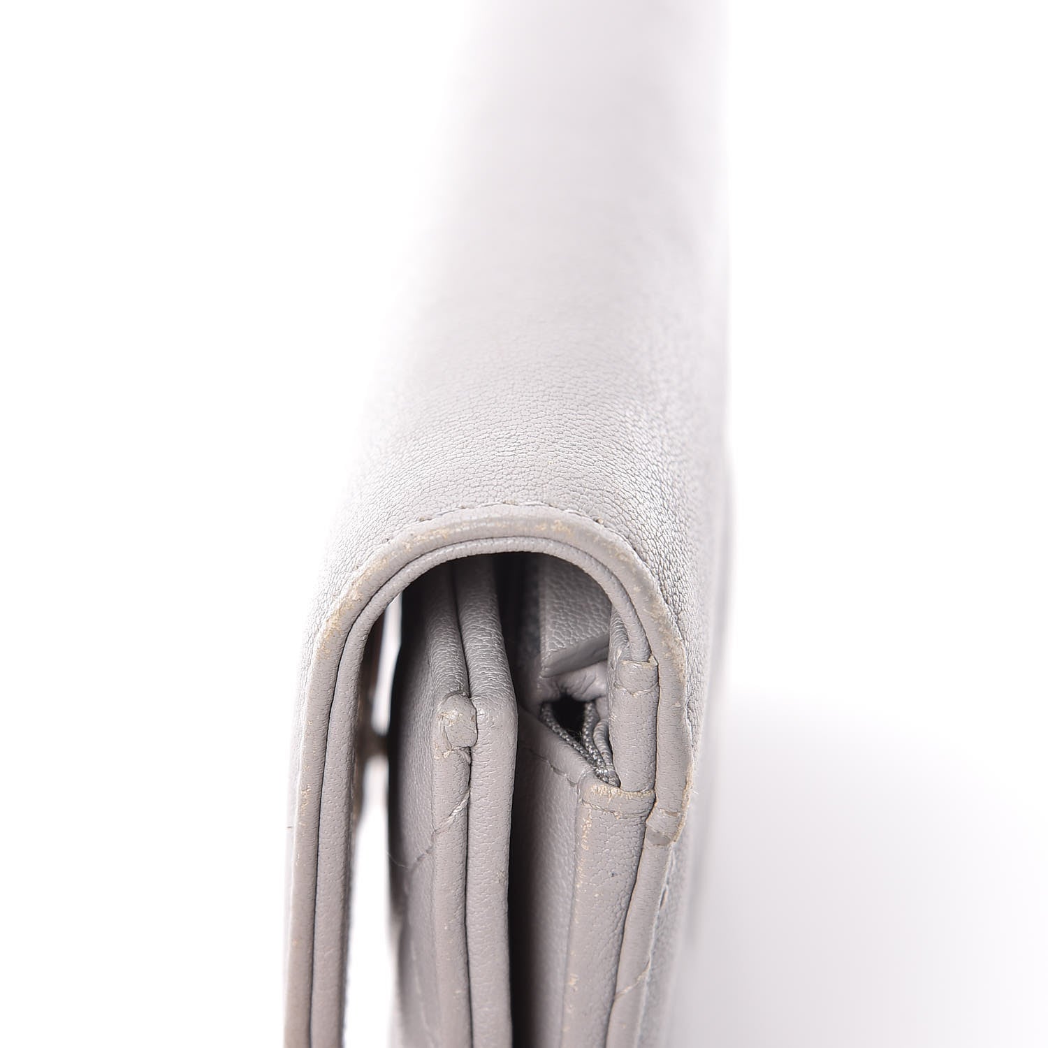 Chanel Lambskin Quilted CC Box Flap Wallet Grey 17 of 23
