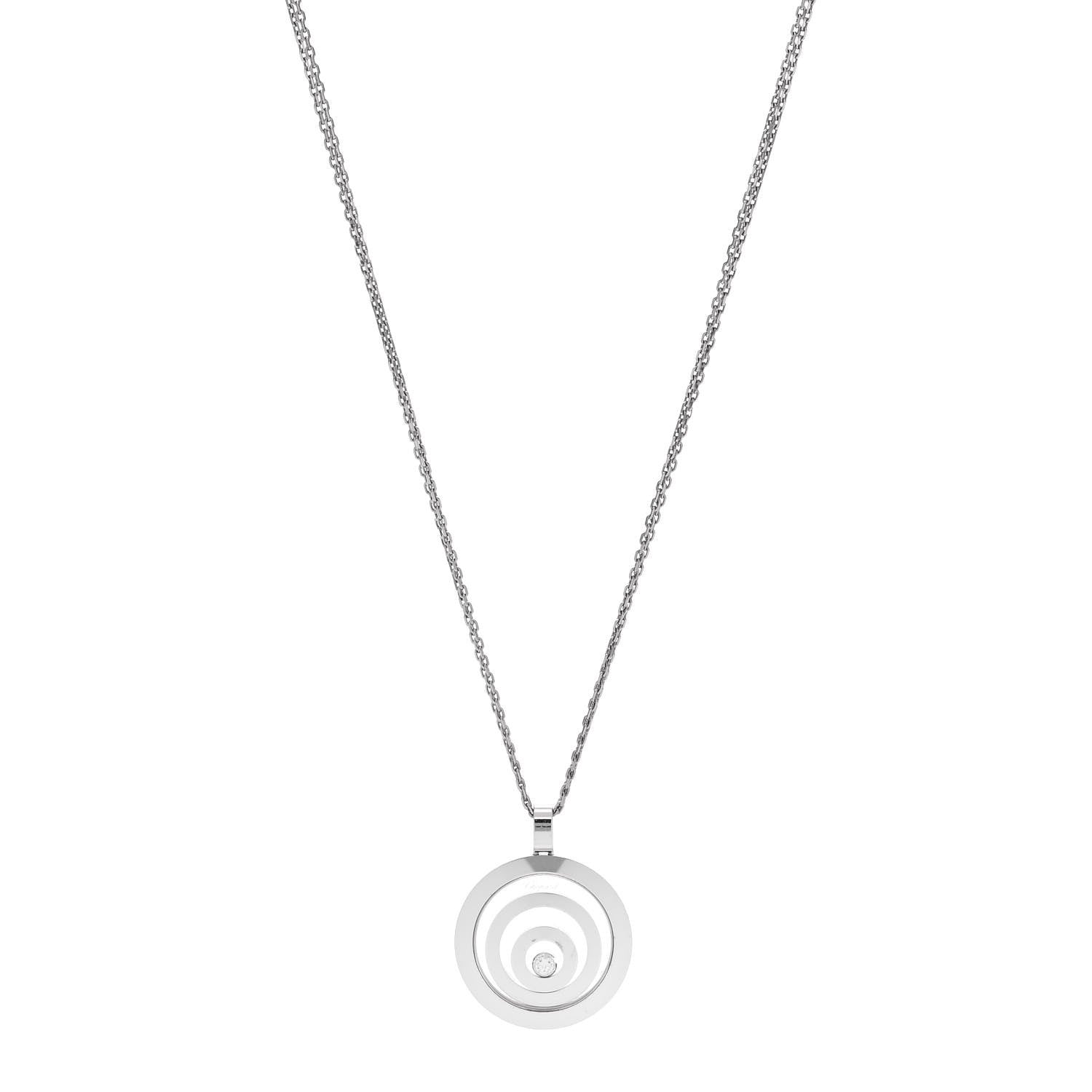 Chopard 18K White Gold Diamond Happy Spirit Pendant Necklace 1 of 8
