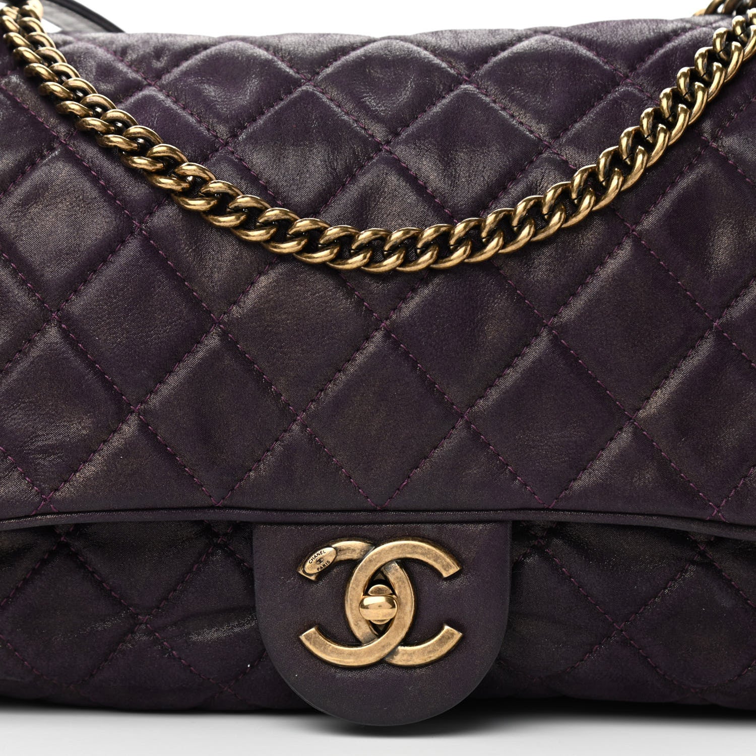 Chanel Iridescent Calfskin Quilted Large Shiva Flap Purple 9 of 11