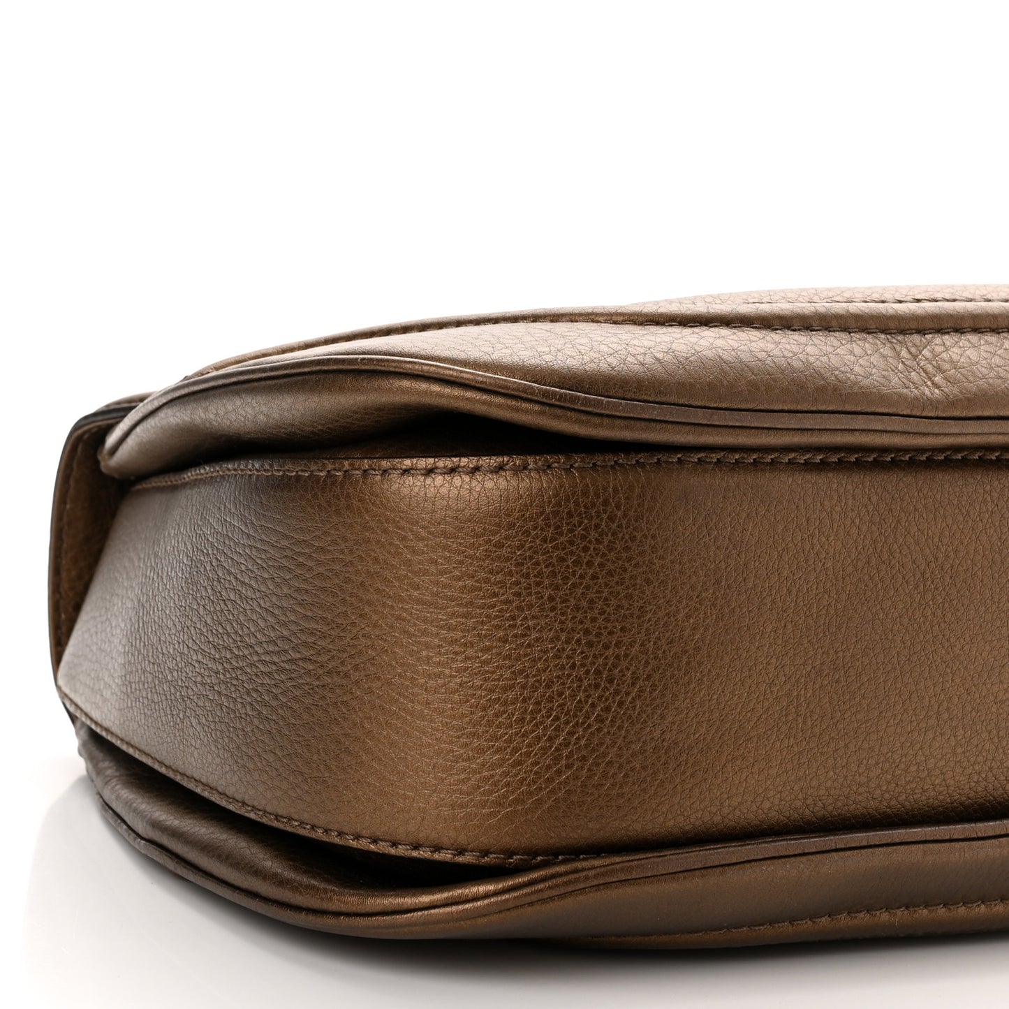 Metallic Calfskin Large New Bamboo Top Handle Bag Bronze