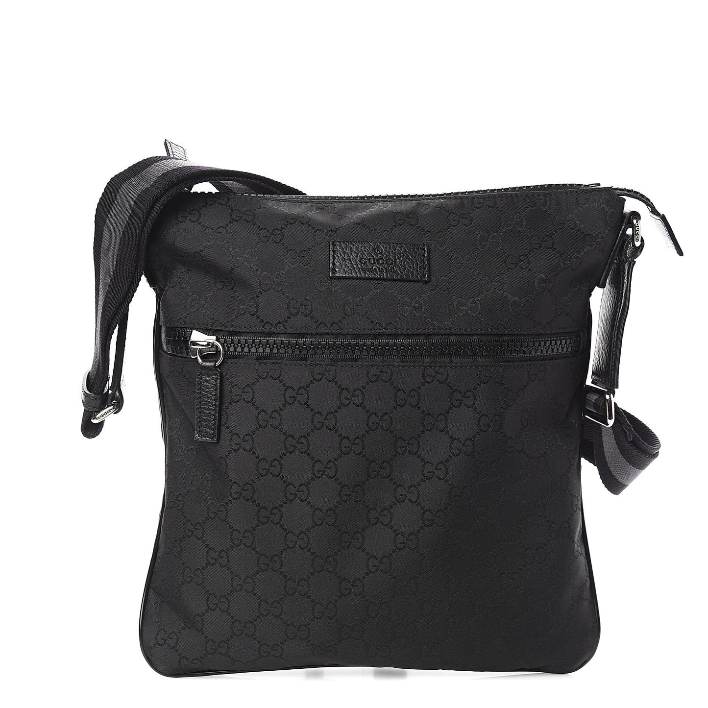 Nylon Monogram Small Flat Messenger Bag Black