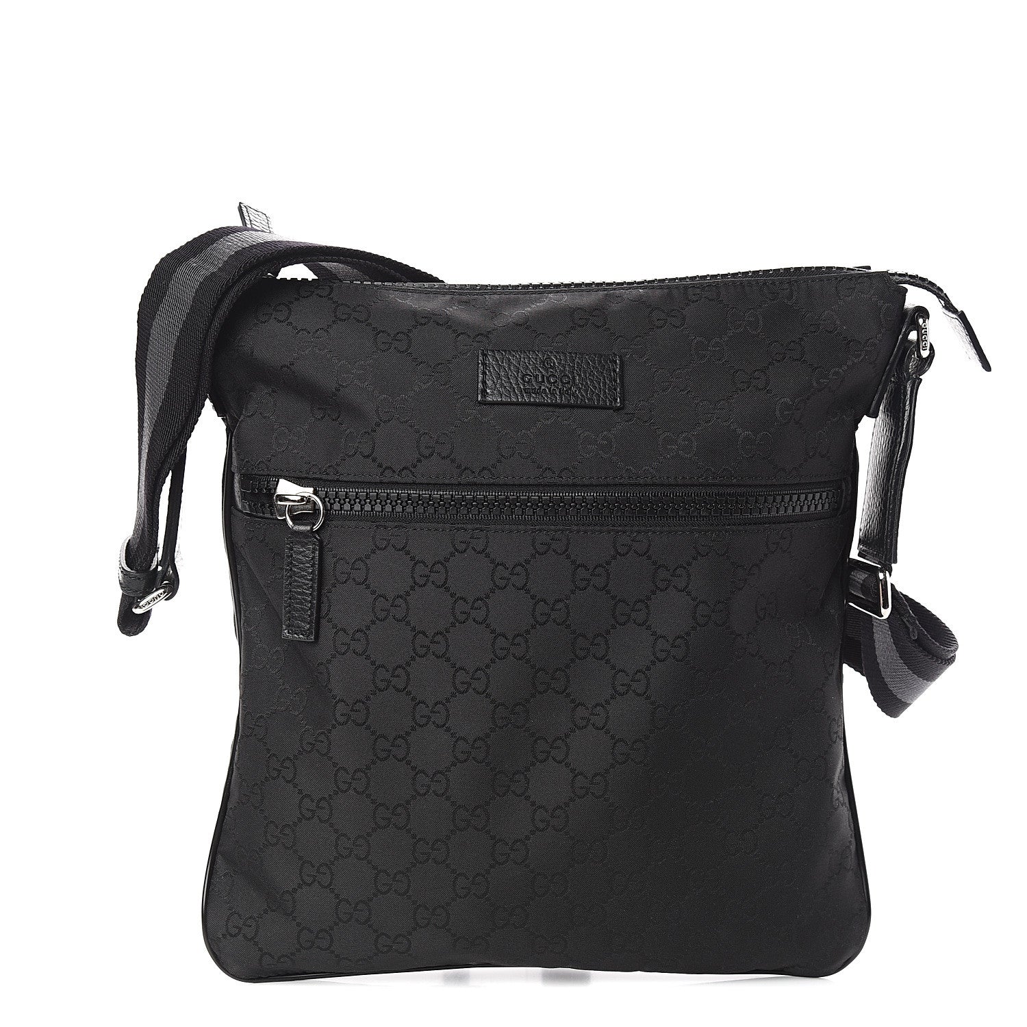 Gucci Nylon Monogram Small Flat Messenger Bag Black 1 of 9