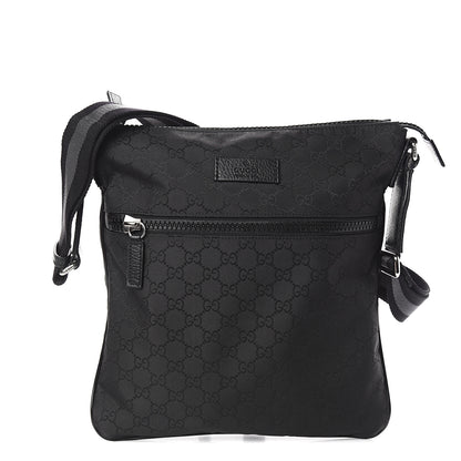 Gucci Nylon Monogram Small Flat Messenger Bag Black 1 of 9