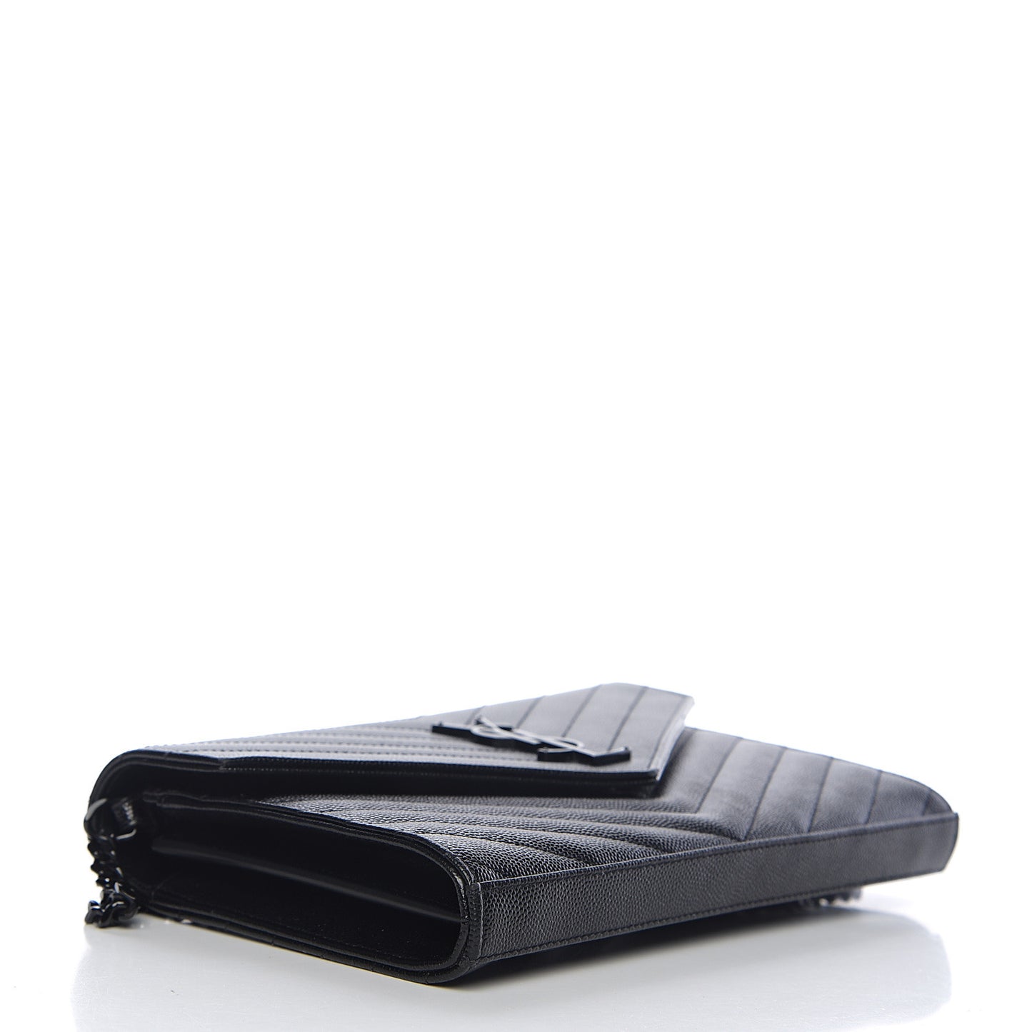 Grain De Poudre Matelasse Chevron Monogram Chain Wallet Black