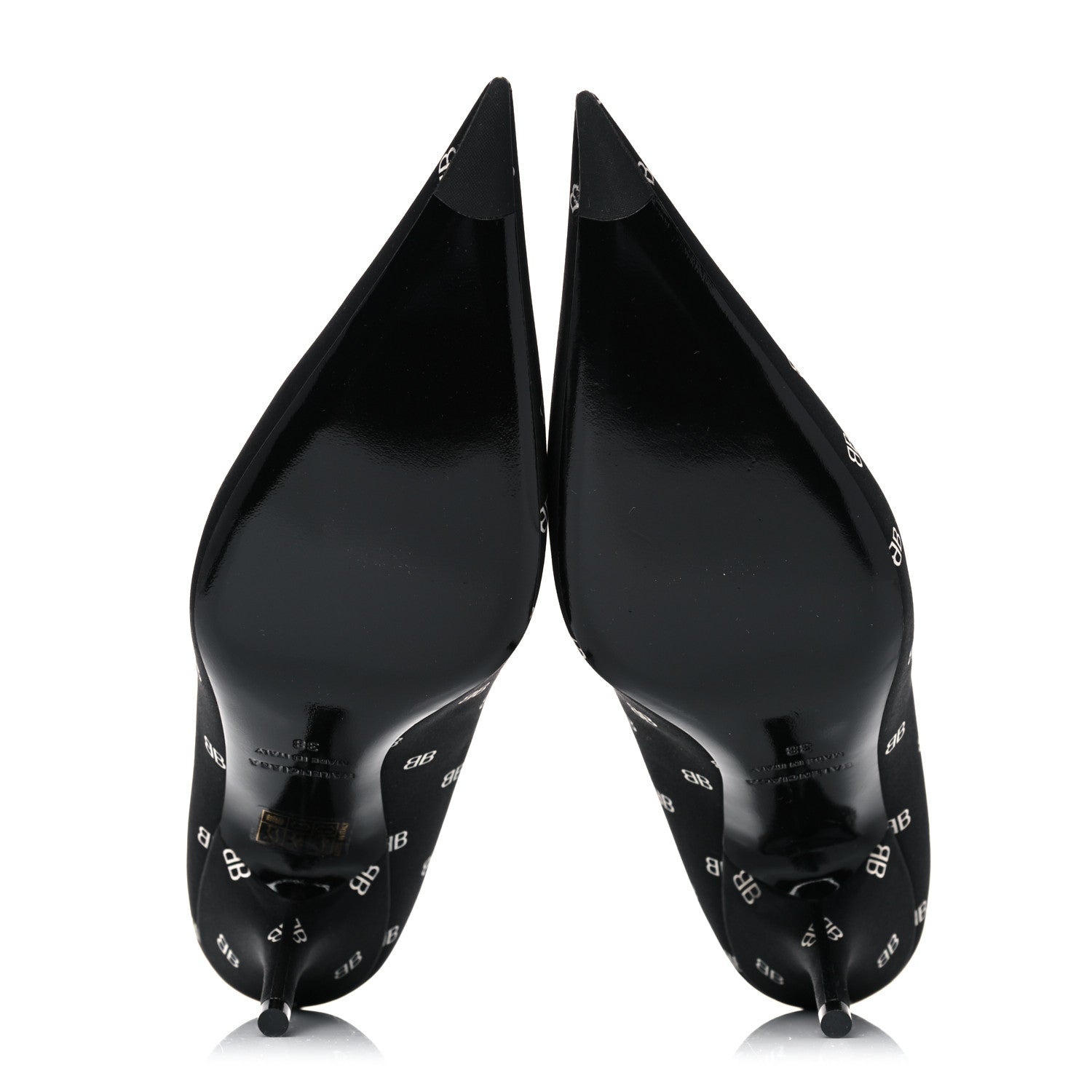 Balenciaga Crepe Satin BB Allover Logo Knife 80mm Pumps 38 Black 5 of 8