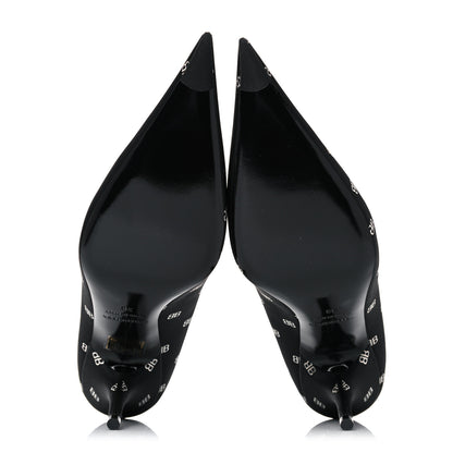 Balenciaga Crepe Satin BB Allover Logo Knife 80mm Pumps 38 Black 5 of 8
