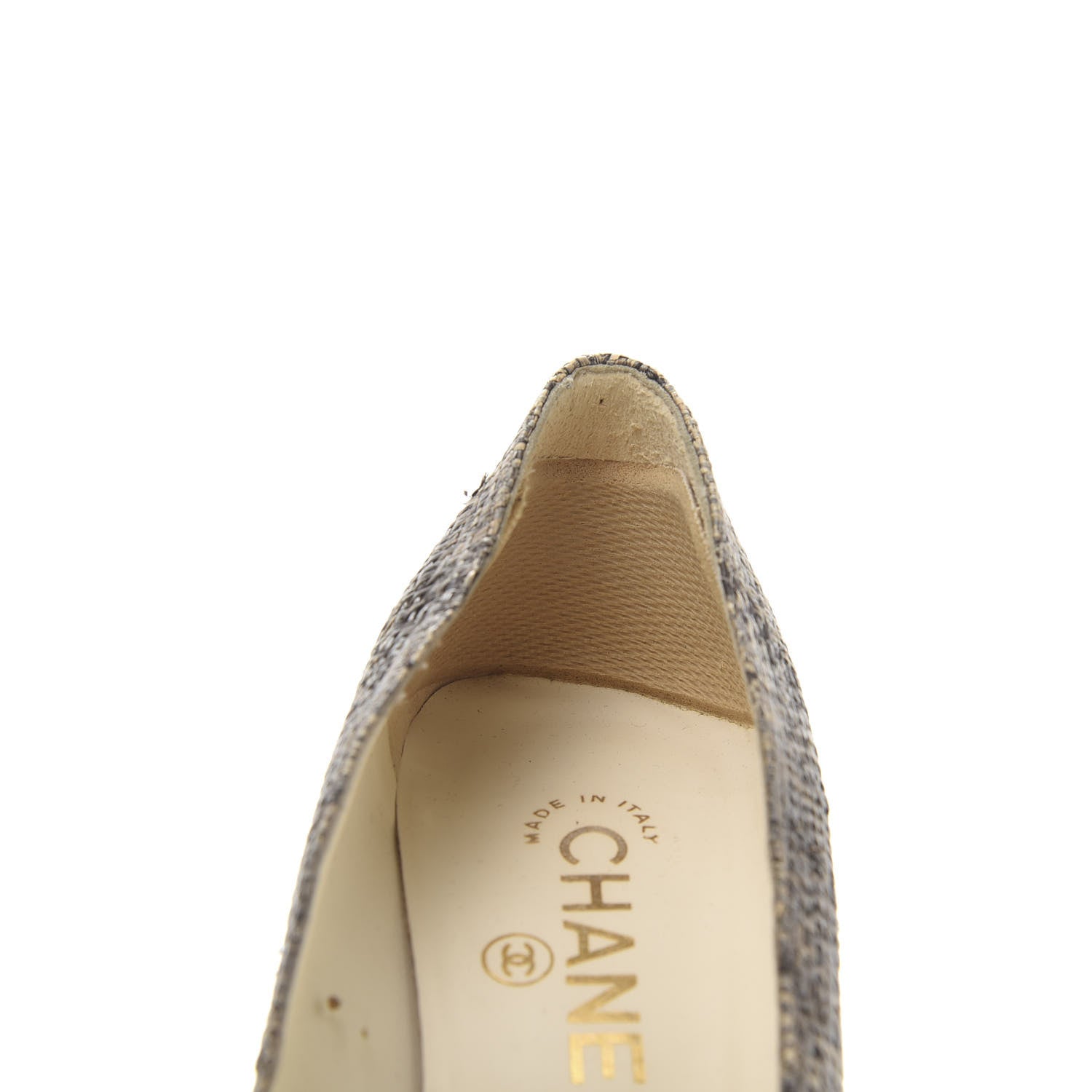 Chanel Raffia Patent Cap Toe CC Pumps 38 Brown Gold 8 of 11