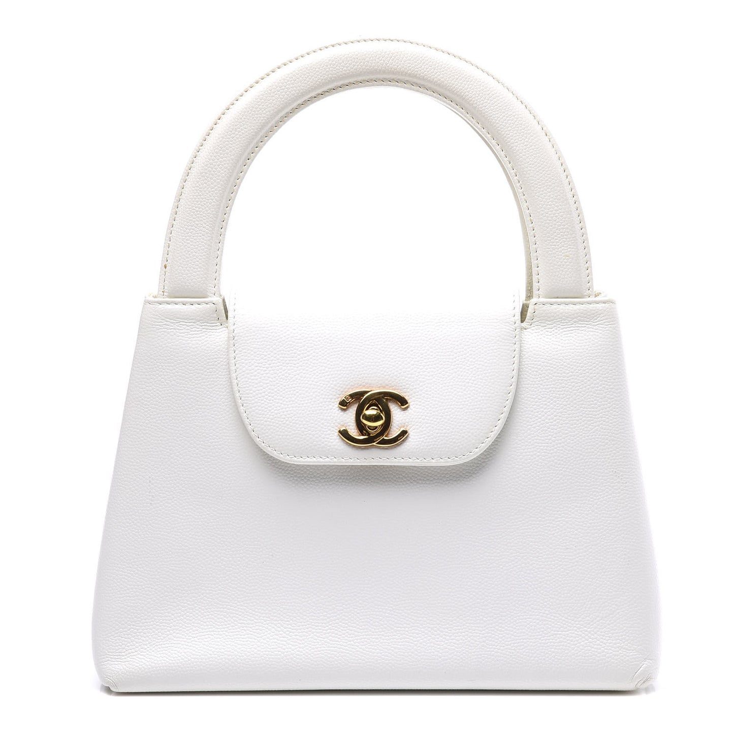 Caviar Top Handle Bag White