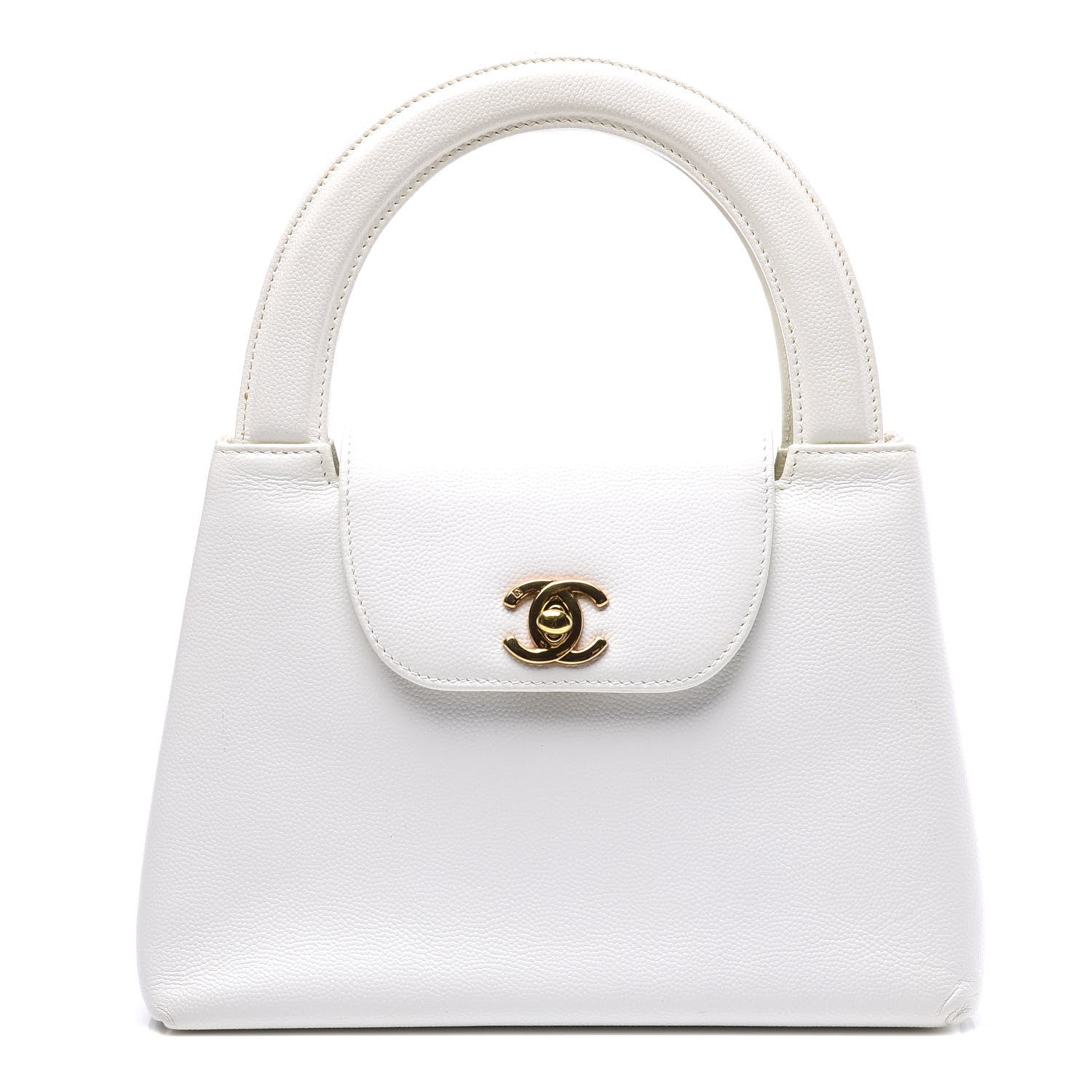 Chanel Caviar Top Handle Bag White 1 of 11