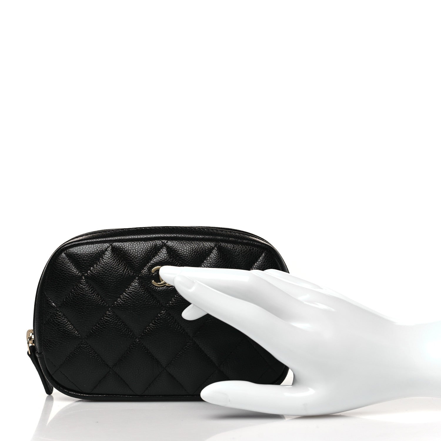 Chanel Caviar Quilted Small Curvy Pouch Cosmetic Case Black 2 of 10