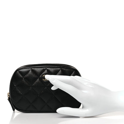 Chanel Caviar Quilted Small Curvy Pouch Cosmetic Case Black 2 of 10