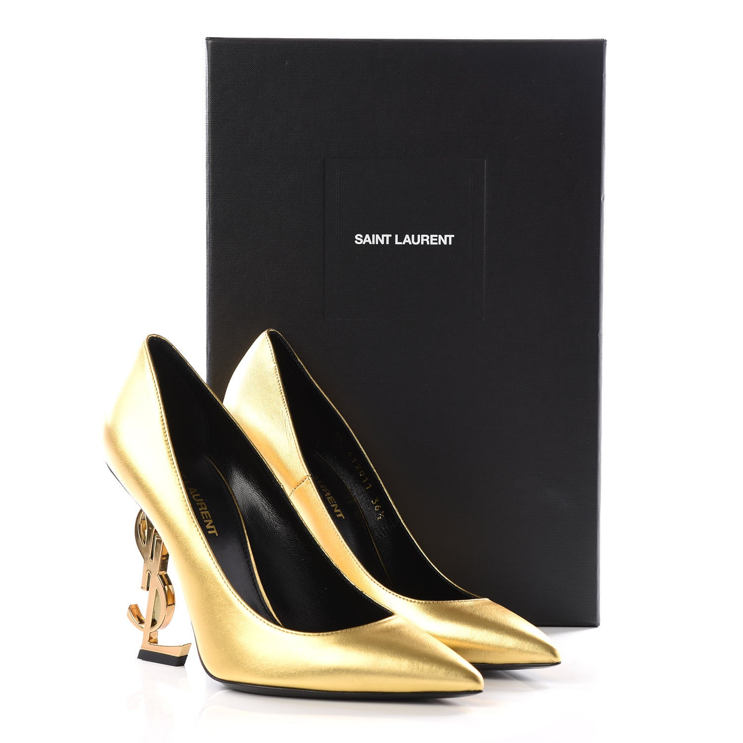 Saint Laurent Calfskin Opyum 100 Pumps 36.5 Gold 9 of 10