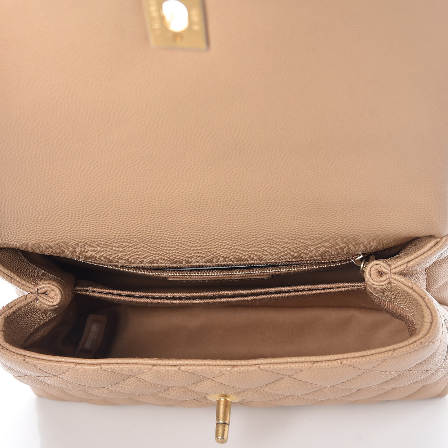 Caviar Quilted Mini Coco Handle Flap Beige