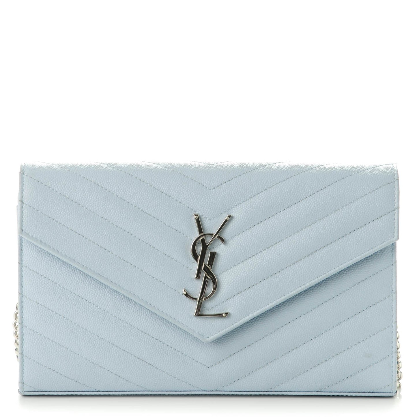 Grain De Poudre Matelasse Monogram Chain Wallet Sky Blue