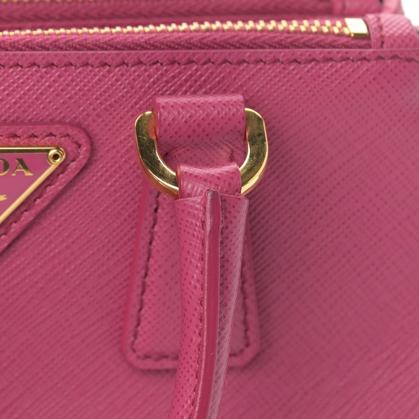 Saffiano Lux Micro Galleria Double Zip Tote Fuxia