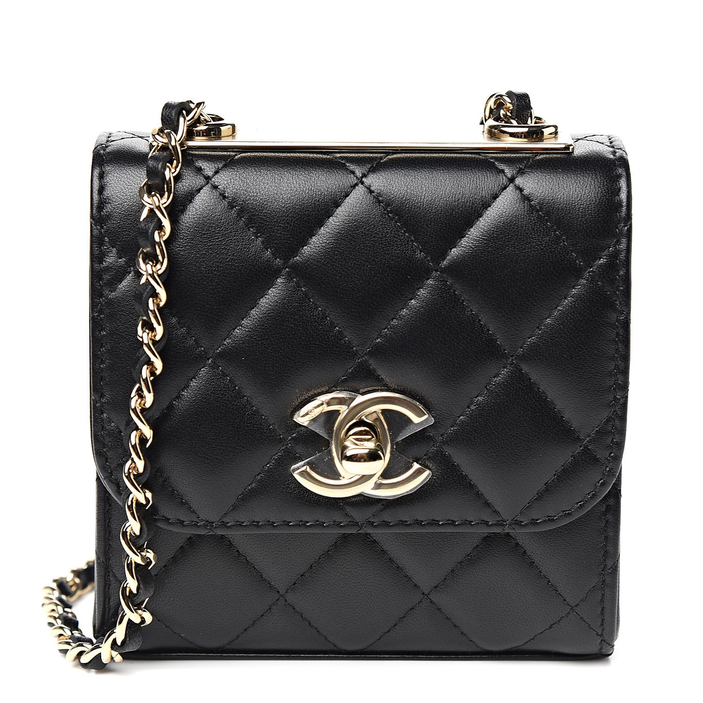 Lambskin Quilted Mini Trendy CC Chain Wallet Black