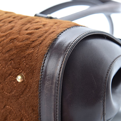 Gucci Calf Hair Calfskin Bamboo Bullet Satchel Brown 11 of 21
