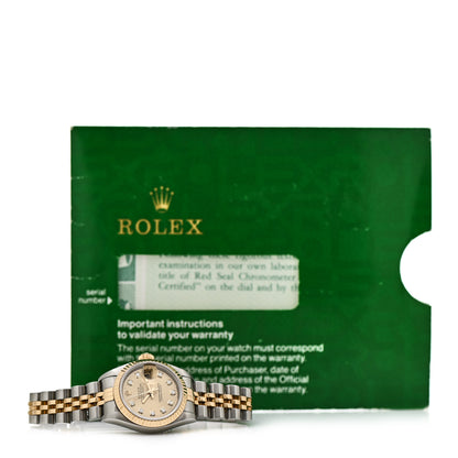 Rolex Stainless Steel 18K Yellow Gold Diamond 26mm Oyster Perpetual Datejust Watch Champagne 79173 5 of 5