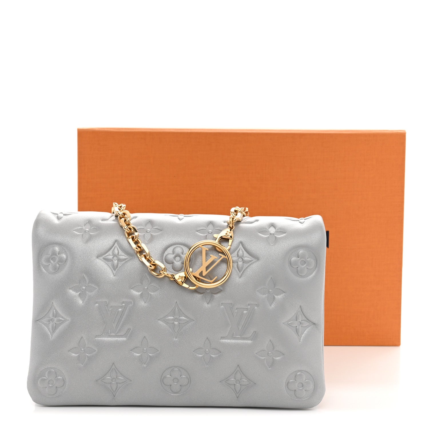 Louis Vuitton Metallic Lambskin Embossed Monogram Pochette Coussin Silver 10 of 10