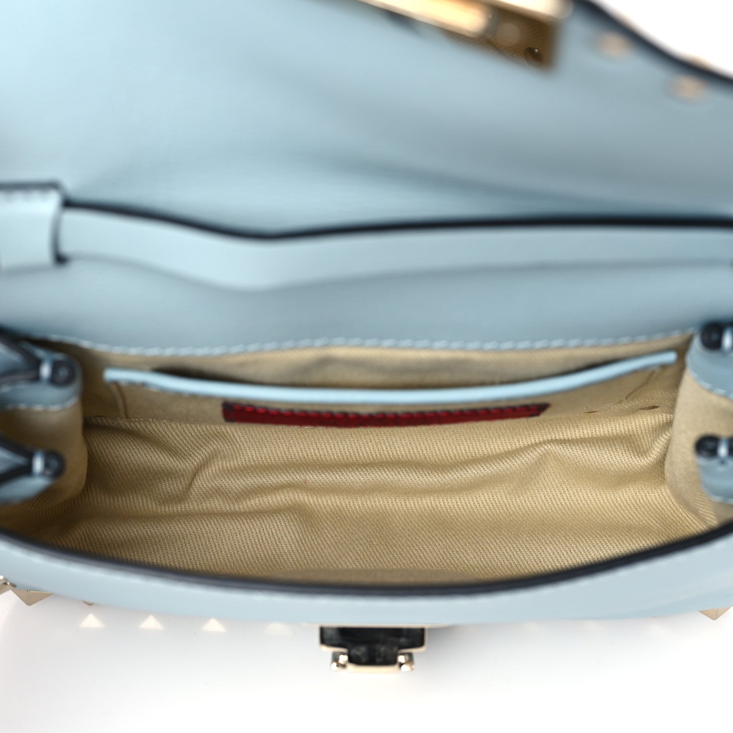 Valentino Garavani Vitello Mini Rockstud Flap Saddle Crossbody Bag Sky Sorbet 5 of 8