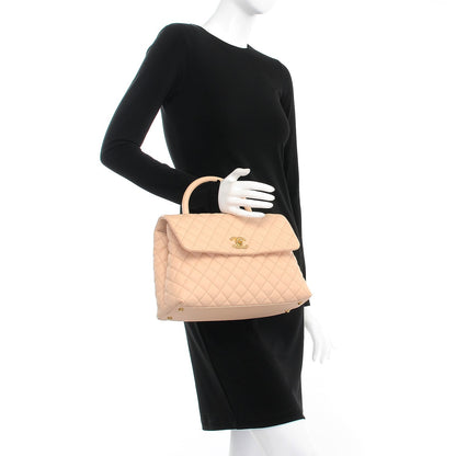 Chanel Caviar Quilted Medium Coco Handle Flap Light Beige 3 of 9