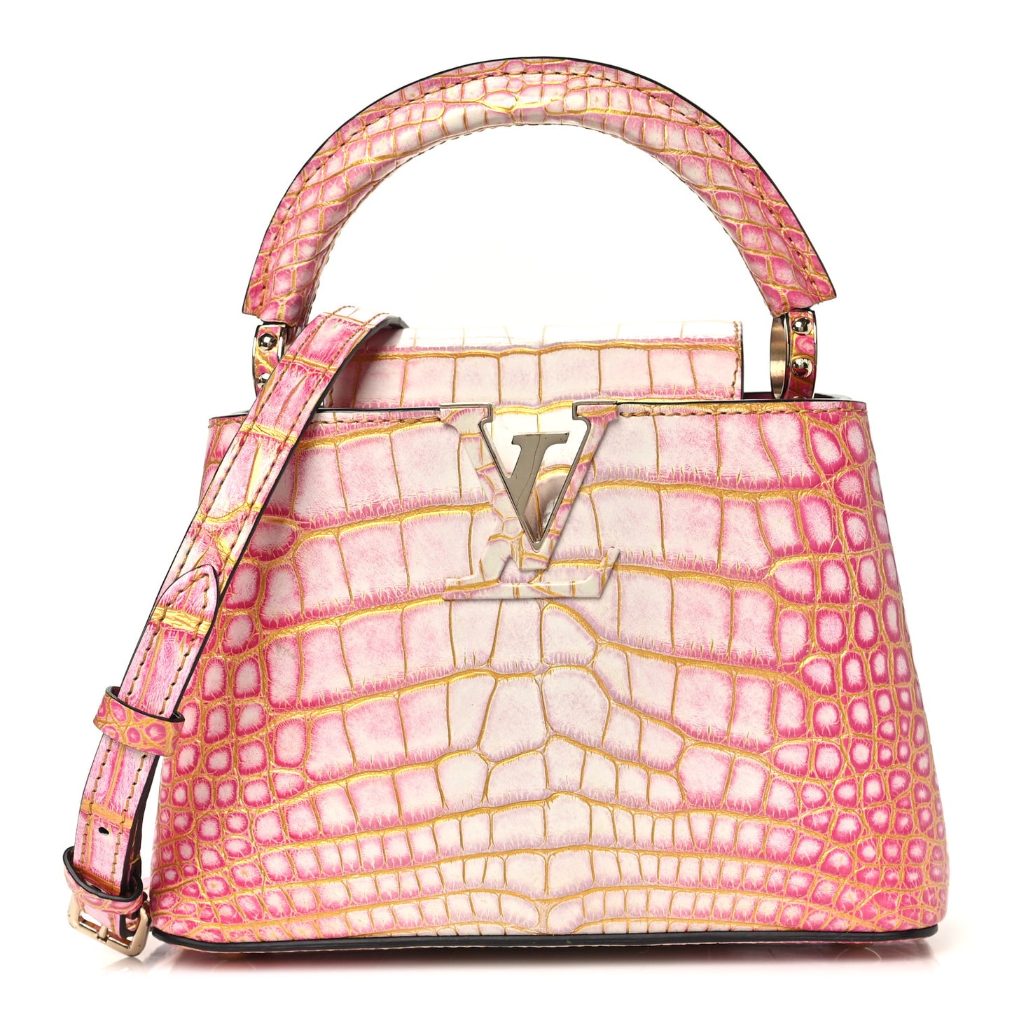 Crocodile Mini Capucines Sahara Rose