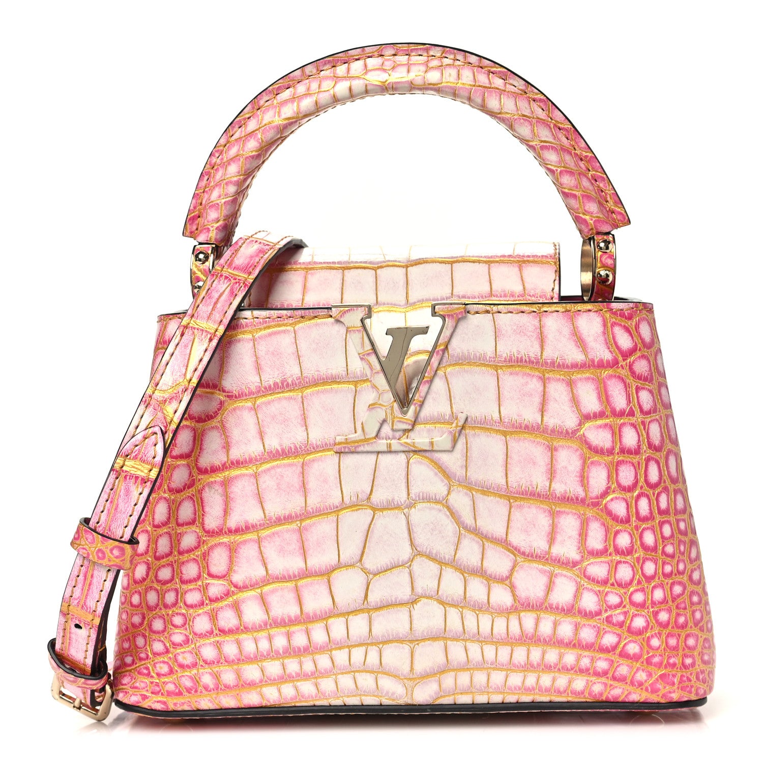 Louis Vuitton Crocodile Mini Capucines Sahara Rose 1 of 9