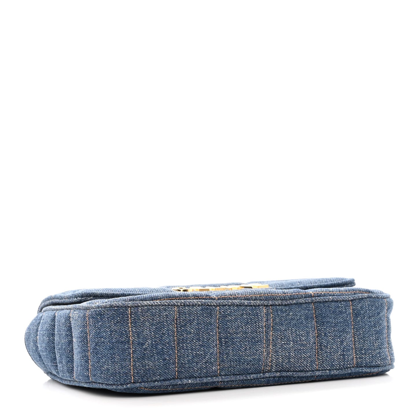 Denim Matelasse Chain Shoulder Bag Blue