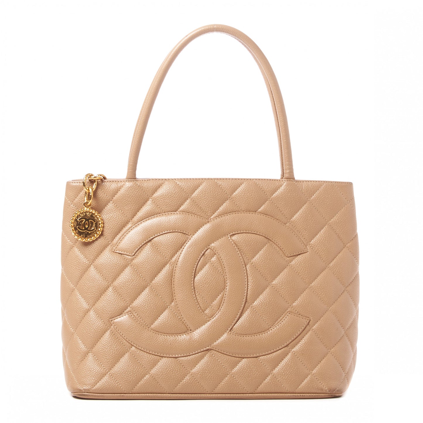 Caviar Quilted Medallion Tote Beige
