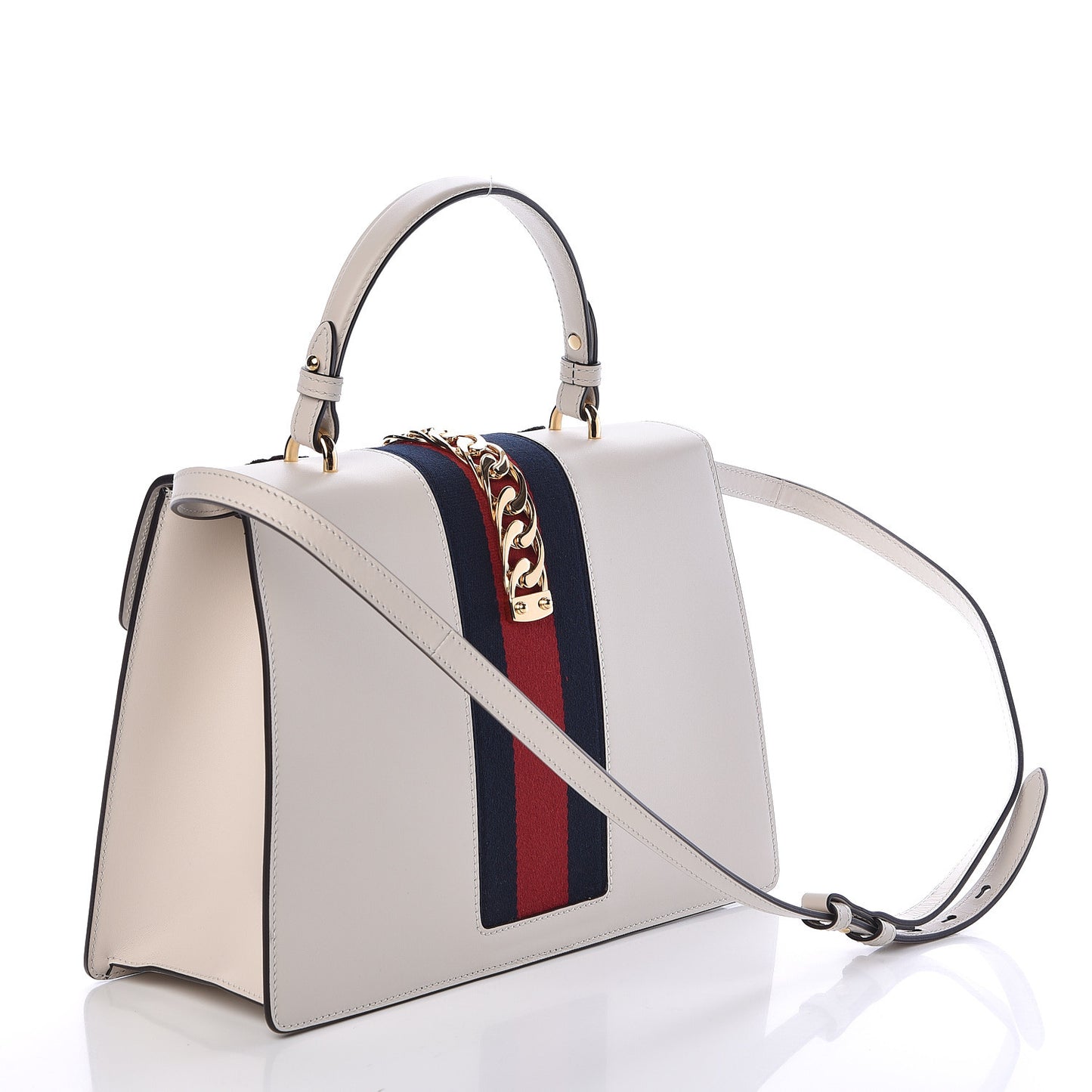 Calfskin Embroidered Medium Sylvie Top Handle Bag White