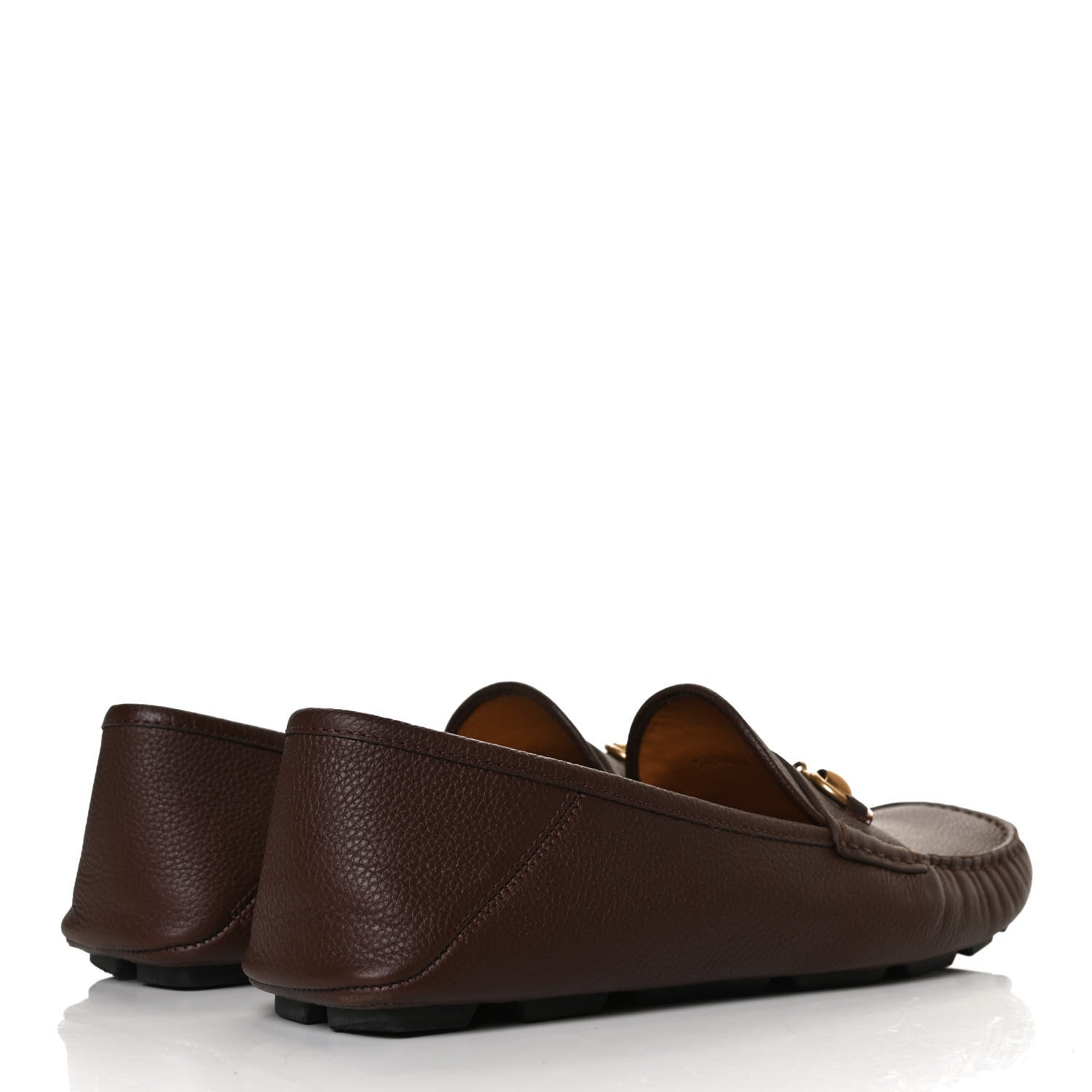 Gucci Hebron Calfskin Mens Horsebit Loafers 8 Light Brown 4 of 12