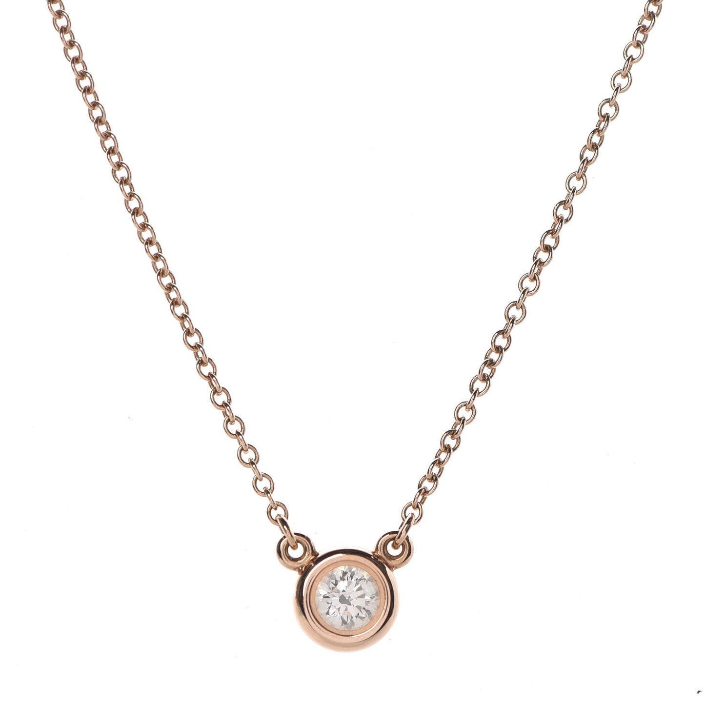 18K Rose Gold Diamond .17ct Elsa Peretti Diamonds by the Yard Pendant Necklace