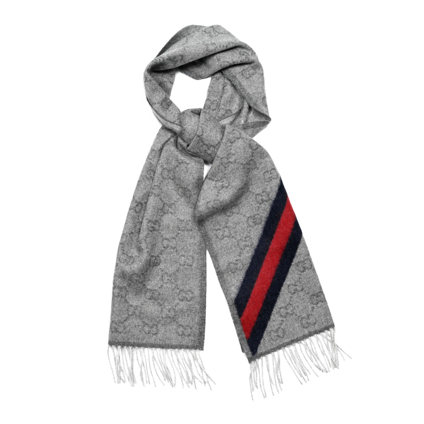 Wool Angora Monogram Web New Nikky Scarf Zinc Blue
